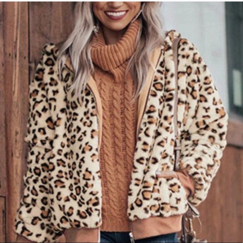 Leopard fuzzy jacket